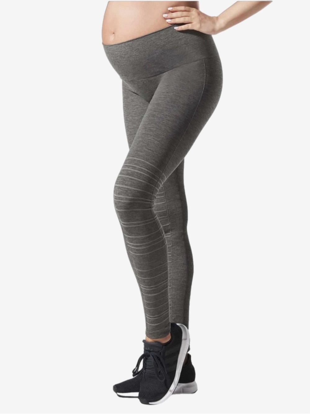 Blanqi Sport Support Hipster Cuffed Leggings Maternity Postpartum S Heather Moto